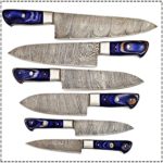 damascus steel chef knife set blue