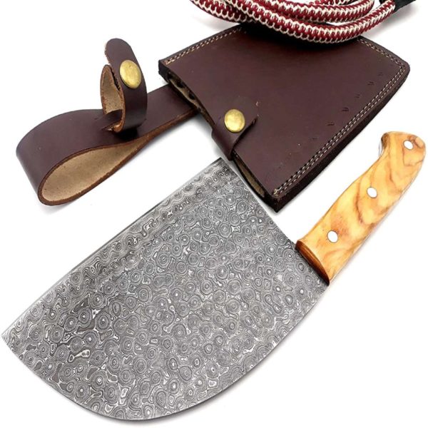 damascus kitchen cleaver knife