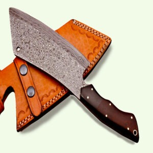 Damascus Cleaver Chef Knife Comes with Leather Sheath - Kitchen Cleaver Knife